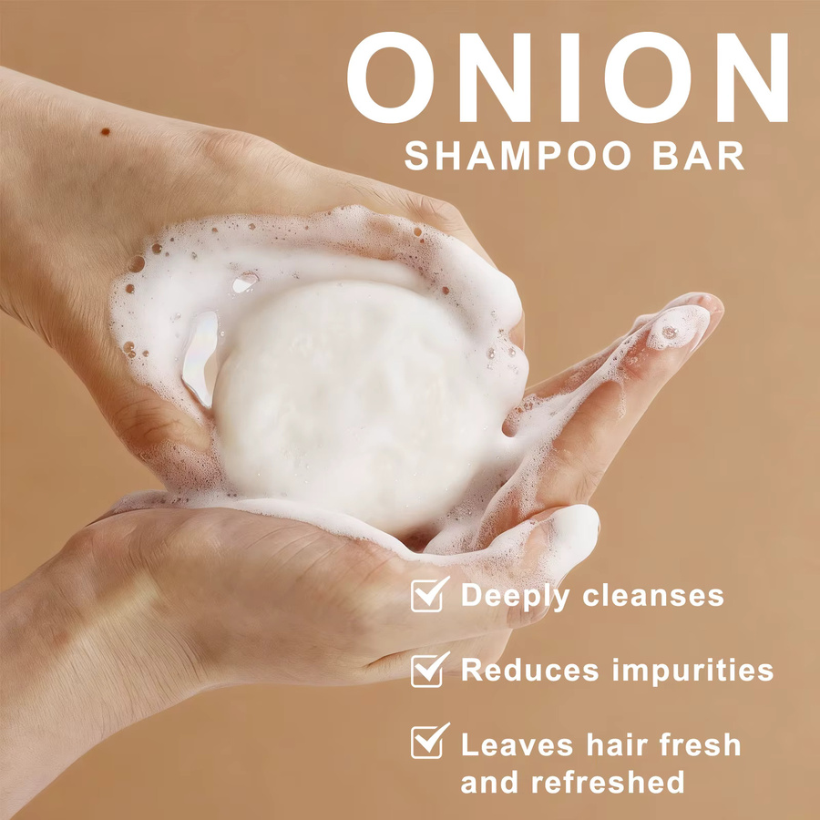 YURHERSU Zwiebel-Shampoo-Bar, Vegane feste Shampoo-Seife gegen Schuppen und trockenes Haar - Bild 4