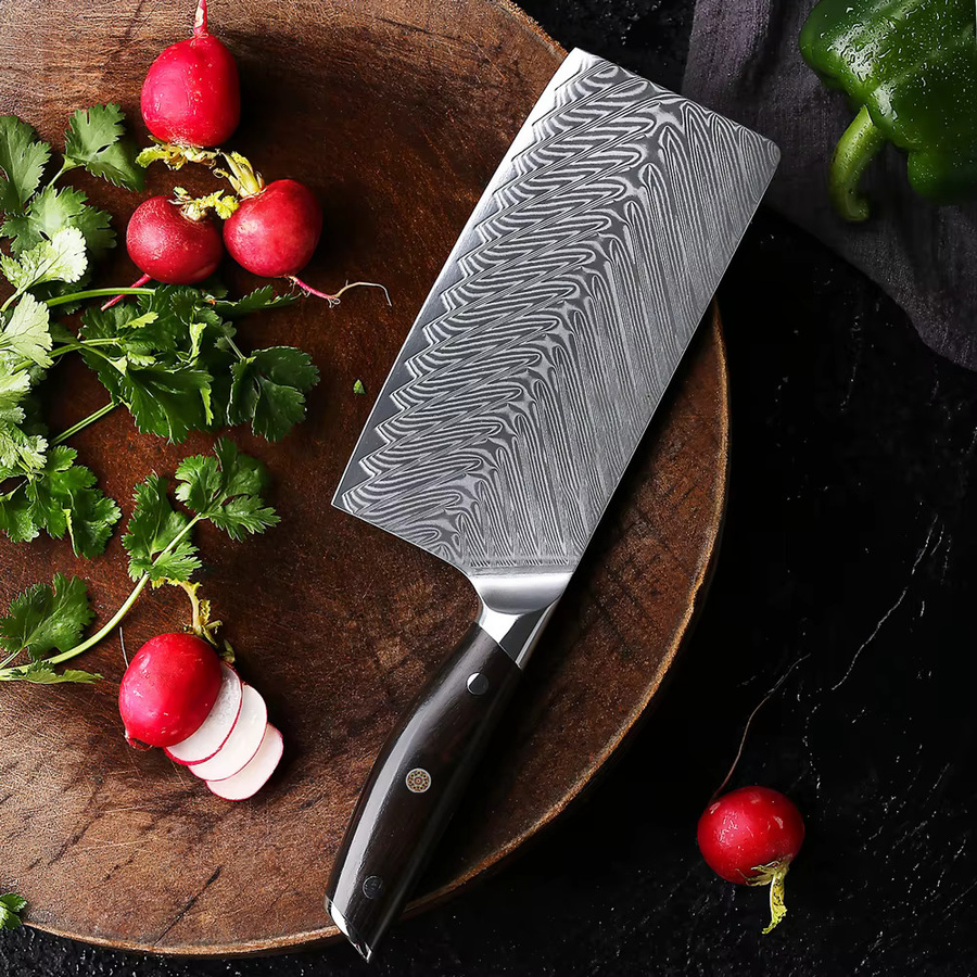 MOSTODOZO 7-Zoll Hackmesser aus Damaszener Stahl, professionelles Küchenmesser für Fleisch und Gemüse - Bild 2