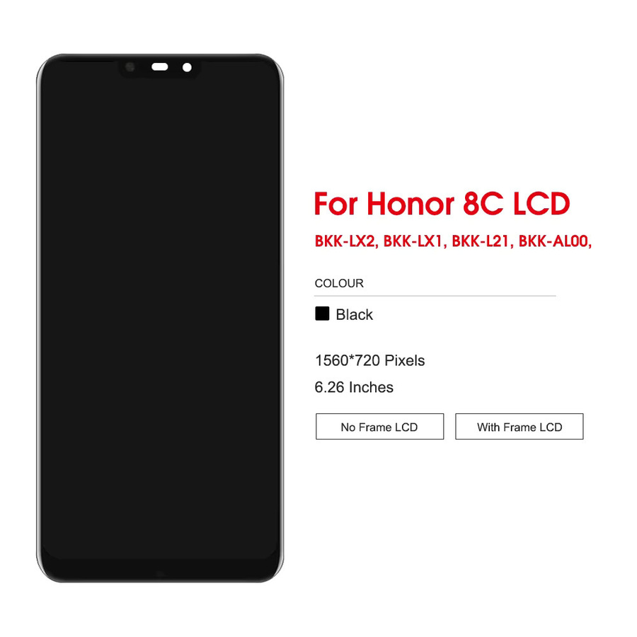 Honor 8C LCD Display mit Touchscreen und Rahmen in Schwarz, 6.26 Zoll - Bild 2