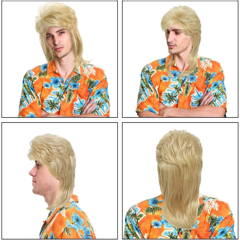 Suri Hair Blonde Mule-Perücke für Herren, lange lockige Kunsthaar-Perücke - Bild 3