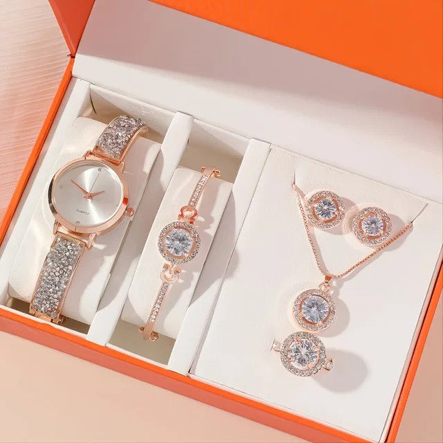 RUNERR Schmuck-Set, Armbanduhr, Quarz, Edelstahl, Roségold, Damen - Bild 1