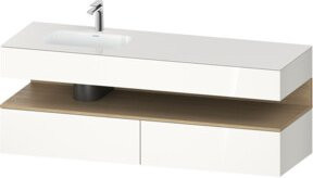 Duravit Einbauwaschtisch-Möbel-Set Qatego in Weiß Hochglanz mit internen Schubladen, B/T/H: 160 x 50 x 60 cm - Bild 1