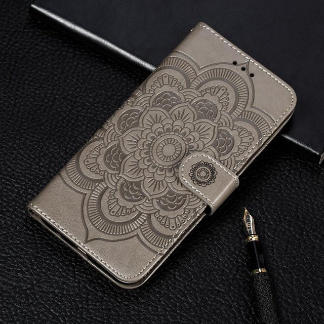 Leder Flip Handytasche mit Schnalle für Xiaomi Redmi und Poco Modelle in Grau - Bild 1
