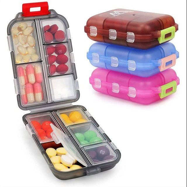 Tcare Reise-Pillen-Organizer, feuchtigkeitsbeständige Pillenbox in Grau für Tasche und Geldbörse - Bild 1
