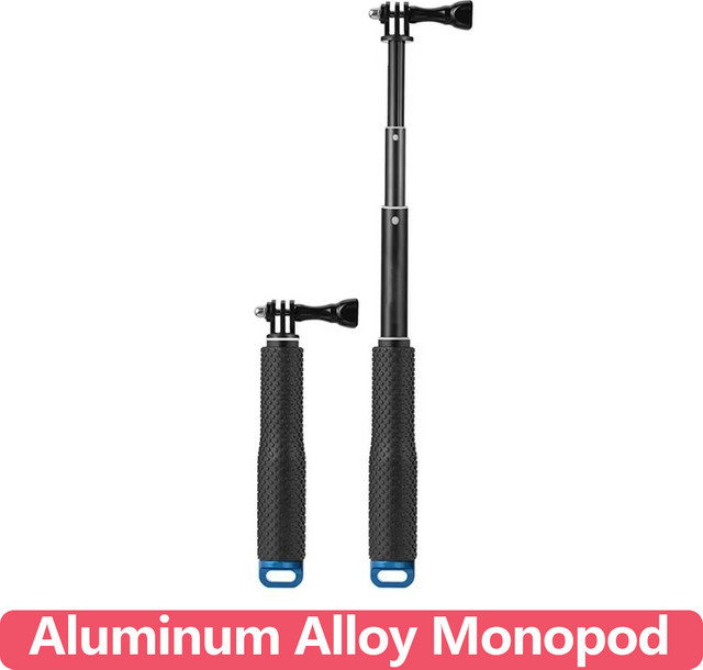 EXSKOF Selfie Stick aus Aluminiumlegierung in Schwarz als Einbeinstativ für GoPro, SJCAM, AKASO, Insta360 und DJI OSMO Action Kameras - Bild 1