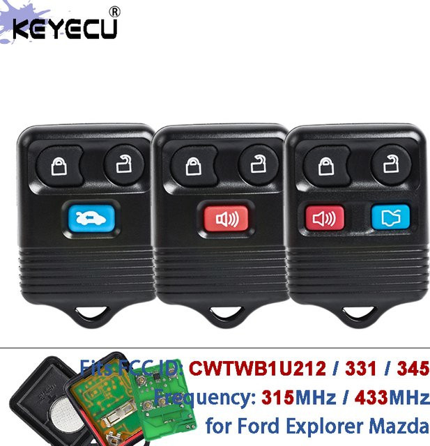 KEYECU Fernbedienungsschlüsselanhänger in Schwarz für Ford Explorer Mustang Escape F-Serie und Mazda B2300 mit 315 MHz / 433 MHz - Bild 1