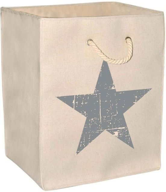 osoltus Wäschetonne Wäschesortierer mit Stern-Design in Sand und Beige, B/T/H: 78 x 35 x 45 cm - Bild 1