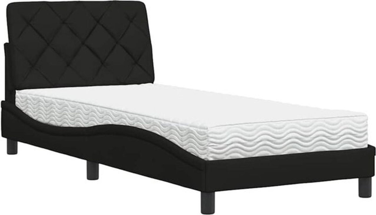 Polsterbett vidaxl mit Matratze aus Stoff und Metall in Schwarz, B/T/H: 90 x 190 cm - Bild 1