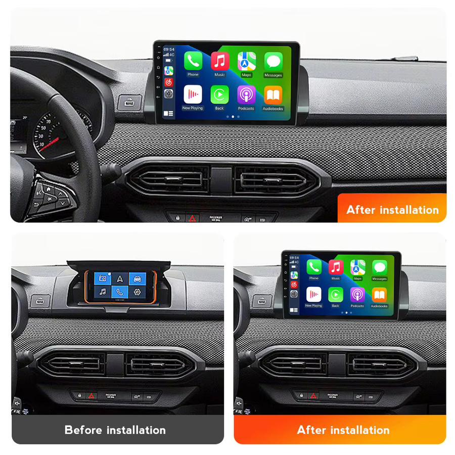 NaviFly Android 14 Multimedia Autoradio mit Wireless CarPlay, GPS und Bluetooth für Renault Sandero 2021-2023, 2din Head Unit, Schwarz - Bild 3