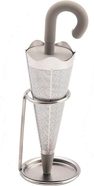 Yiran Furniture Tee-Ei Sieb aus Edelstahl und Silikon in Regenschirmform für Kräuter und Gewürze, Silber, Grün, Rot, Blau und Grau - Bild 1