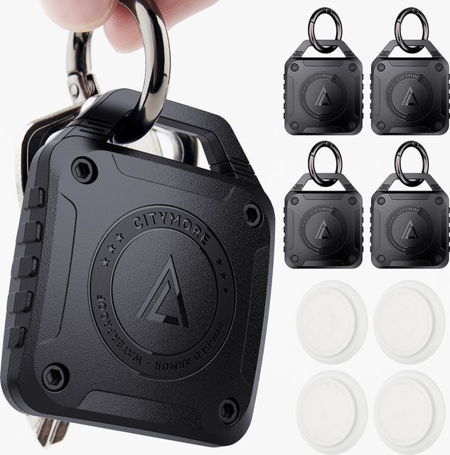 Wasserdichter Apple AirTag Schlüsselanhänger in Schwarz, IPX8 Schutzhülle für Schlüssel, Taschen und Gepäck - Bild 1