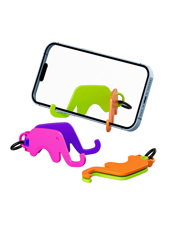 Niedlicher Mini-Elefant Cartoon-Handyständer mit faltbarer Aufbewahrung und Schlüsselanhänger-Design - Bild 3