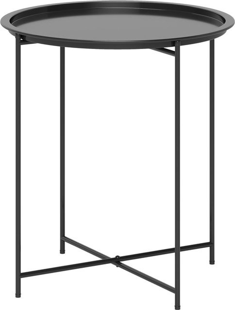 Outsunny Beistelltisch aus Stahl für Garten Terrasse und Balkon Rund Schwarz Durchmesser: 46 cm, Höhe: 50 cm - Bild 1