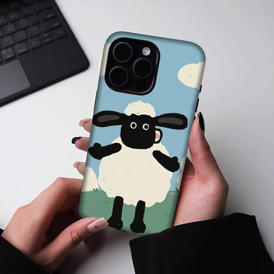 Aurbe Matte 2-in-1 MagSafe Hülle mit Film für iPhone 17 16 15 14 Plus Pro Max Stoßfeste Hartschale Shaun Sheep Case Multicolour - Bild 5