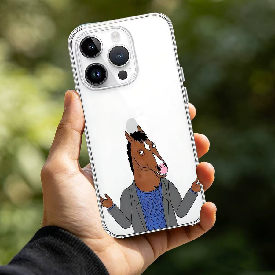 Mesuca Handyhülle mit Cartoon B-BoJack H-Horseman Design, transparente und stoßfeste Schutzhülle für iPhone 17 16 15 14 13 12 11 Pro Max - Bild 2