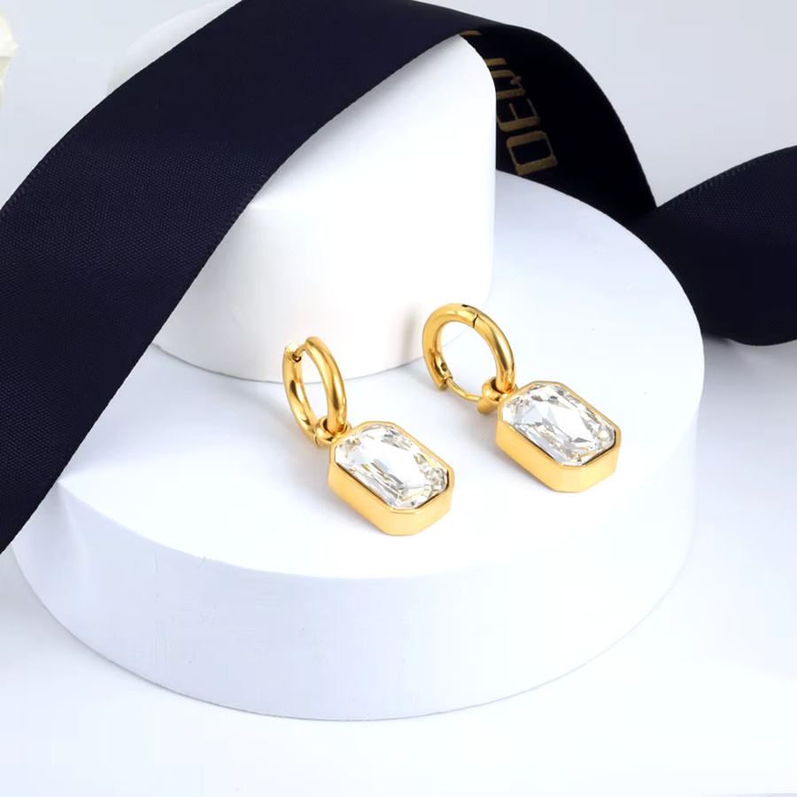 LUXUSTEEL Ohrringe, Edelstahl, Gold, Zirkonia, Damen - Bild 1