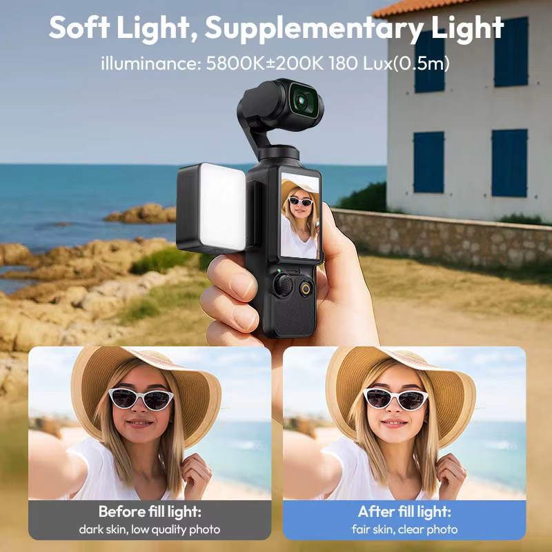 Ulanzi LM001 Pocket 3 magnetisches Mini-LED-Licht in Schwarz, wasserdichte Videoleuchte für DJI Osmo Pocket 3 zum Vlogging, 500 mAh wiederaufladbar - Bild 3