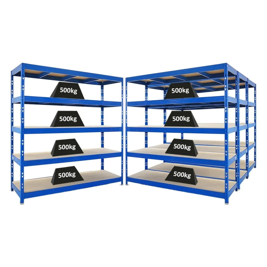 4er Set PROREGAL Rhino Profi Schwerlastregal Blau mit 5 Spanplatten-Ebenen, B/T/H: 200 x 60 x 200 cm, Fachlast 500 kg - Bild 2
