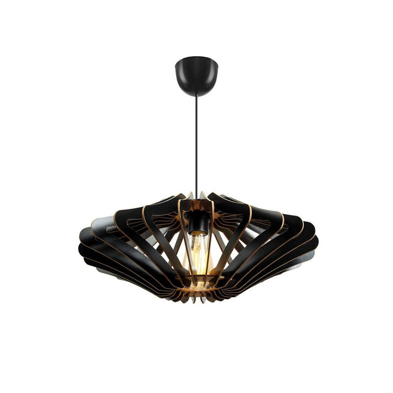Opviq Pendelleuchte schwarz aus Holz, E27, Höhe: 55 cm, Breite: 47 cm, Tiefe: 47 cm - Bild 3