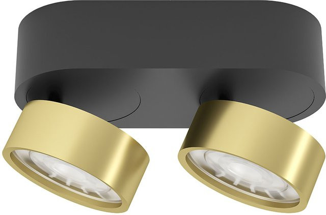 LUX-IT Swing 75 Round LED-Deckenstrahler 2-flammig, Schwarz und Gold, dimmbar mit dim2warm (1800K - 3000K) - Bild 1