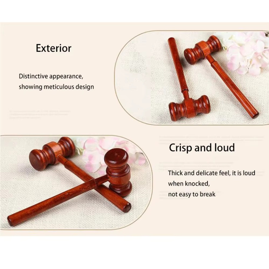Skeyo Mini Hammer aus Holz in Braun als Dekoration für Anwälte und Richter - Bild 2