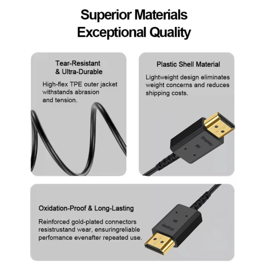 Jasoz HDMI 8K 2.1 Glasfaserkabel in Schwarz mit 48Gbps High Speed für PS5, Xbox und PC - Bild 2