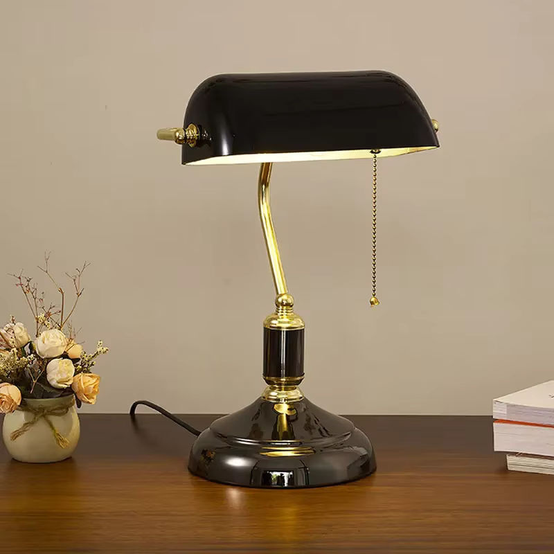 Vecli Retro Tischlampe aus Glas und Eisen in Antik Bronze für Wohnzimmer und Schlafzimmer - Bild 4