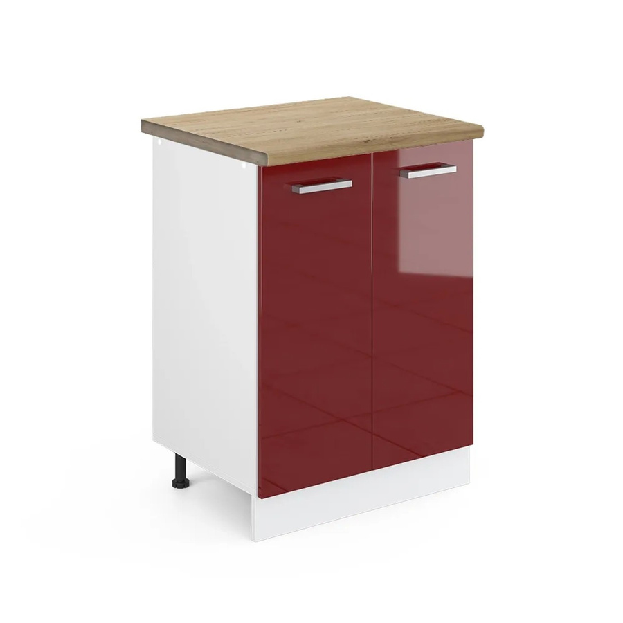 Vicco Küchenunterschrank R-Line Küchenkommode in Bordeaux Hochglanz und Eiche, B/T/H: 60 x 60 x 81,6 cm - Bild 2