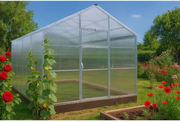 Garten Dream Gewächshaus Flora mit 6mm Polycarbonat und Satteldach, transparent, B/T: 8 x 3 m