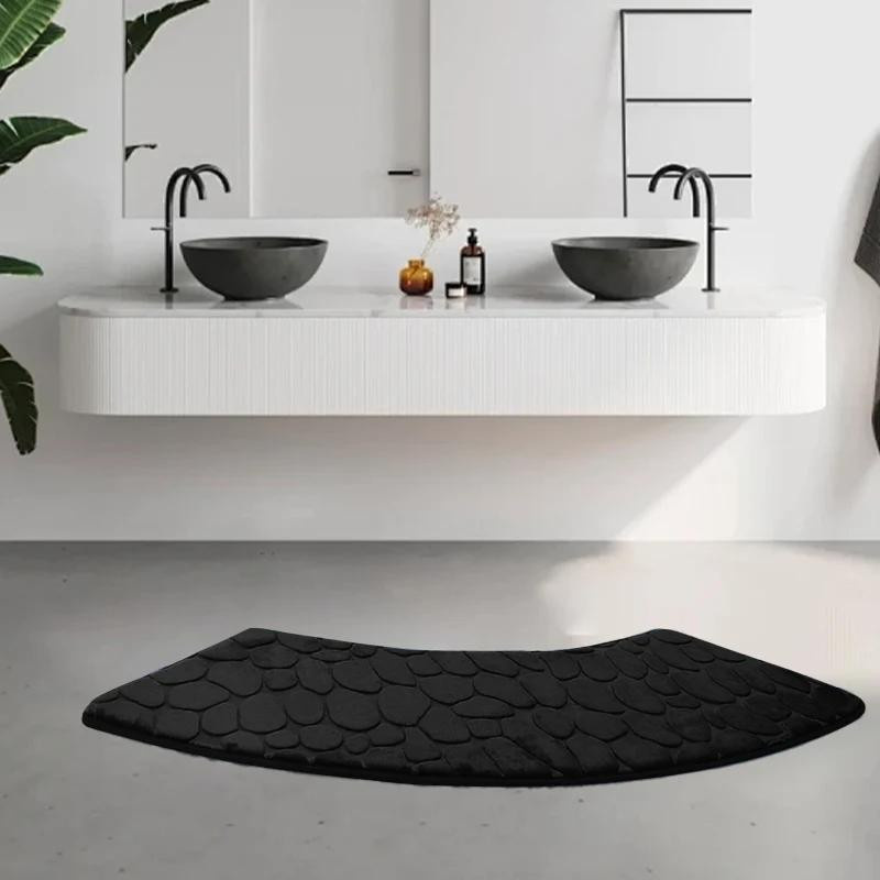 A Life Houseware Badezimmermatte Set aus 2 Stück in Kaffeebraun mit Kieselprägung und gebogener Form, rutschfest und saugfähig, Breite: 40 cm, Tiefe: 100 cm - Bild 7