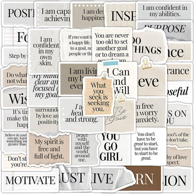 Rspctou Motivationsaufkleber mit inspirierenden Zitaten für Journal, Laptop und Briefpapier im minimalistischen Design - Bild 1
