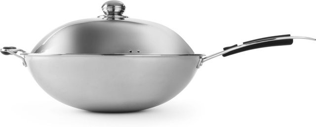Hendi Induktions-Wokpfanne aus Edelstahl, Silber, Durchmesser: 36 cm - Bild 1