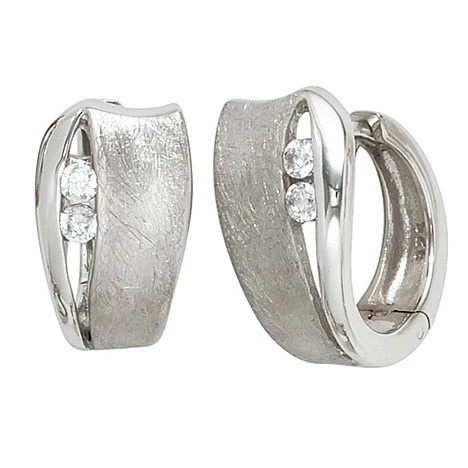 Colfem Creolen 925 Silber, Zirkonia, eismatt - Bild 1