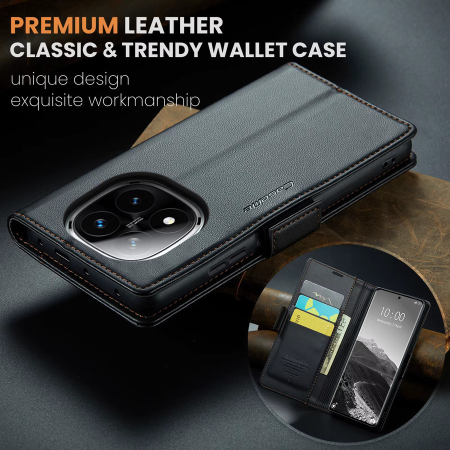 Magnetische Leder-Handyhülle für Xiaomi Redmi Note 14 15 Pro Plus 5G mit RFID-Brieftasche und Standfunktion in Schwarz - Bild 4