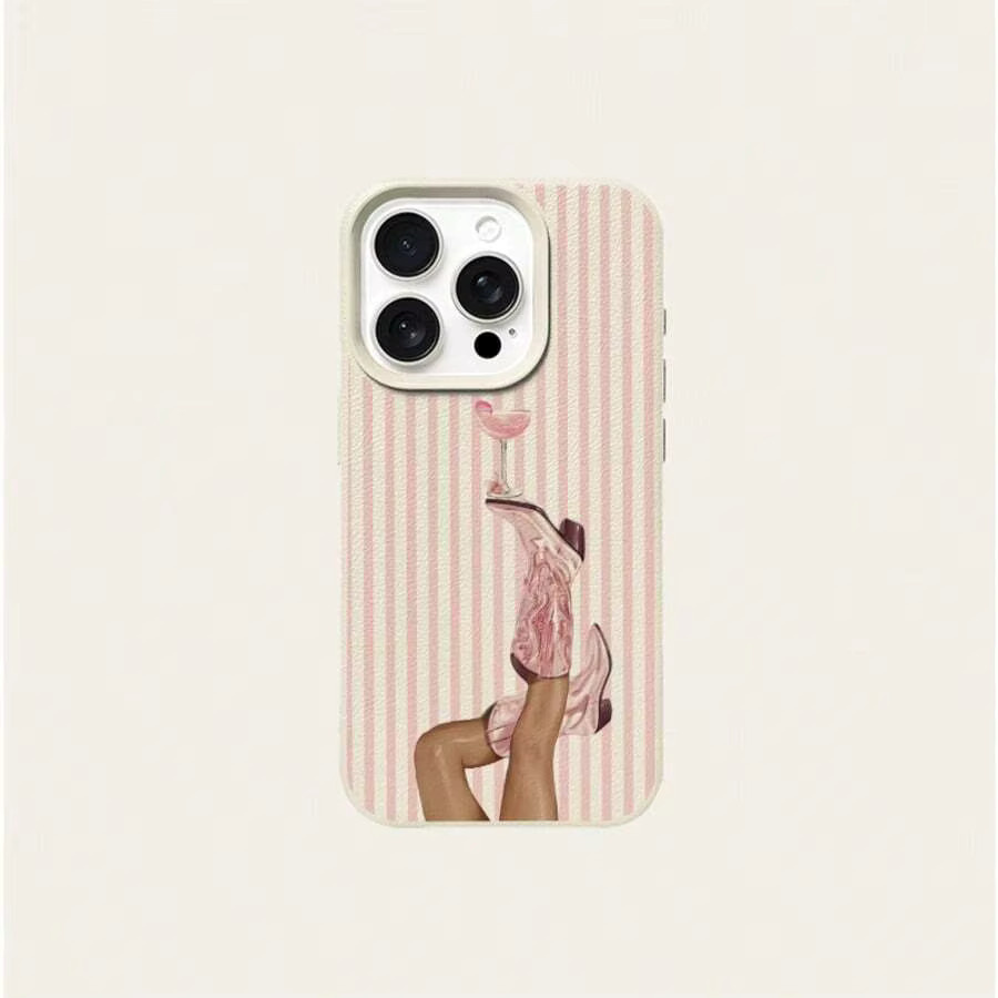 Wolkerfly Handyhülle im Retro Western Cowboy Stiefel Design mit gestreiftem Muster für Samsung Galaxy S26 Ultra S25 FE S24 Plus S23 S22 A16 A26 A36 A56 A55 5G in Pink - Bild 2