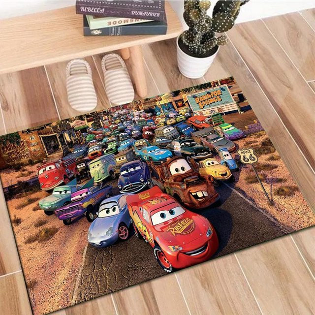 LjqEight Lightning McQueen Teppich für Kinderzimmer und Wohnzimmer, rutschfest und waschbar, B/T: 60 x 40 cm, Mehrfarbig - Bild 1