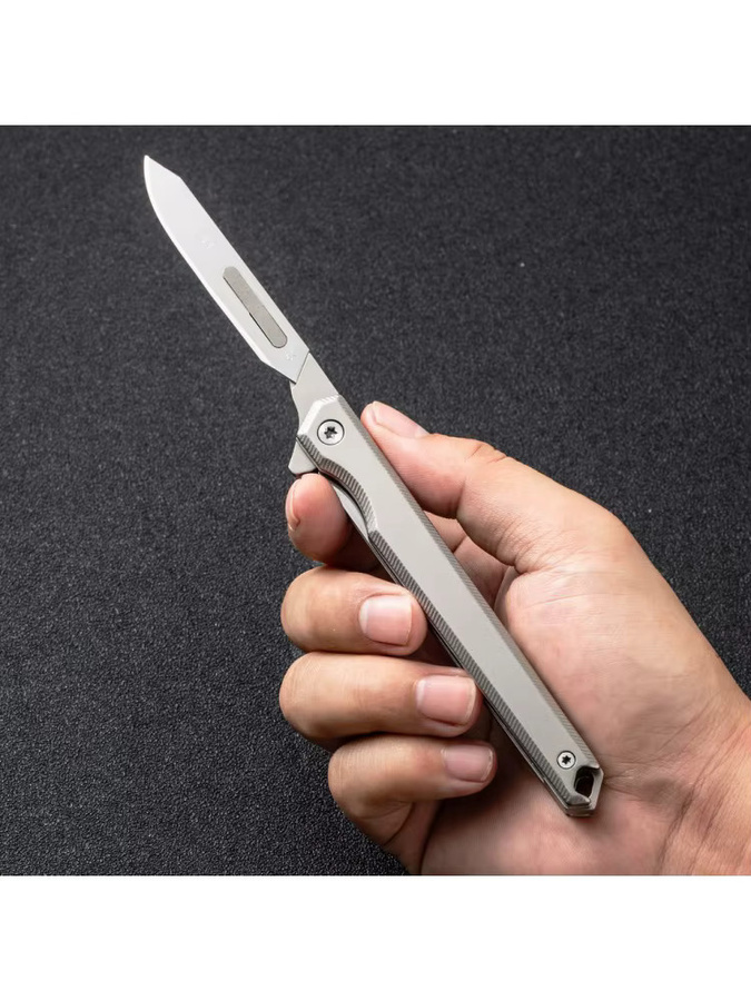 Chirurgische Klinge aus Edelstahl in Silber, Scalpel Nr. 10 als scharfes Kunstmesser und tragbares Schnitzwerkzeug für den Außenbereich - Bild 1