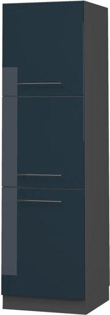 Vicco Herdumbauschrank Fame-Line in Dunkelblau Hochglanz und Anthrazit, B/T/H: 60 x 58,1 x 206,8 cm - Bild 1