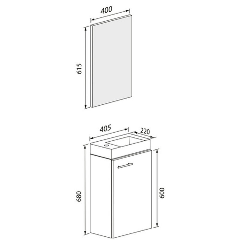 VCM Badmöbel Set Slito 3-teilig in Eiche Honig mit Waschbecken, Spiegelschrank und Waschbeckenunterschrank, B/H/T: 41 x 69,5 x 22 cm - Bild 2