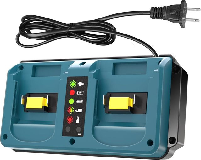 Dual Ports Ersatzladegerät für Makita 14,4V-18V Li-Ion Akkus, kompatibel mit BL1815 und BL1820 sowie BL183, Blau - Bild 1