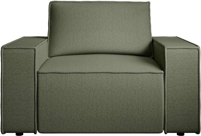 Vente-unique Sessel Amelia mit gerader Rückenlehne und Armlehnen in Grün, Breite: 120 cm - Bild 1