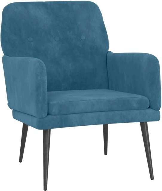 vidaXL Sessel Blau aus Samt mit Armlehnen und Metallrahmen B/T/H: 62 x 79 x 79 cm - Bild 1
