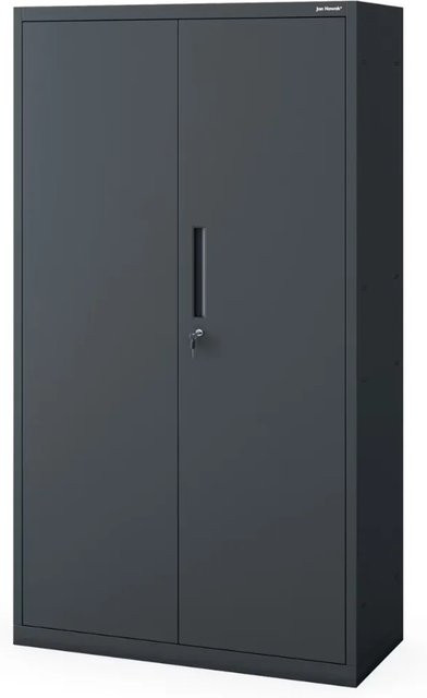 JAN NOWAK Metallschrank MEGAN Anthrazit mit Sockel, Büroschrank und Werkstattschrank aus Stahl, H: 160 cm, B: 90 cm, T: 40 cm - Bild 1