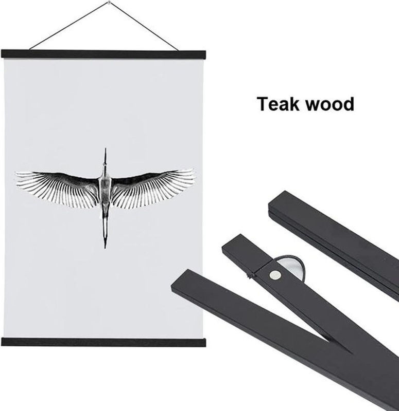 Magnetischer Holz Bildaufhänger von Binchi Lighting Appliances für Poster und Leinwand, Schwarz, Breite: 21 cm - Bild 1