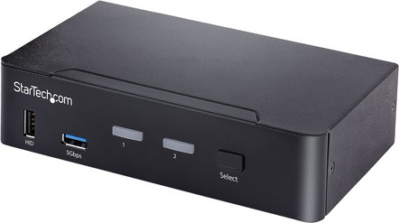 StarTech.com 2 Port USB-C KVM Switch mit 4K 60Hz DisplayPort, Thunderbolt 3/4 und USB-A Hub, Schwarz (SV231DPUCA) - Bild 1