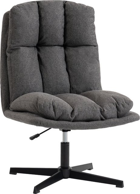 HOMCOM Loungesessel drehbar und höhenverstellbar in Dunkelgrau mit Leinenoptik und Metallbeinen - Bild 1