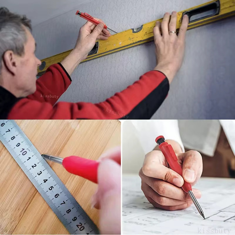 Professioneller Zimmermanns-Markierstiftspitzer mit 3 Farbminen in Gelb für Holzbearbeitung, Bau und Tischlerei (2,8 mm) - Bild 4