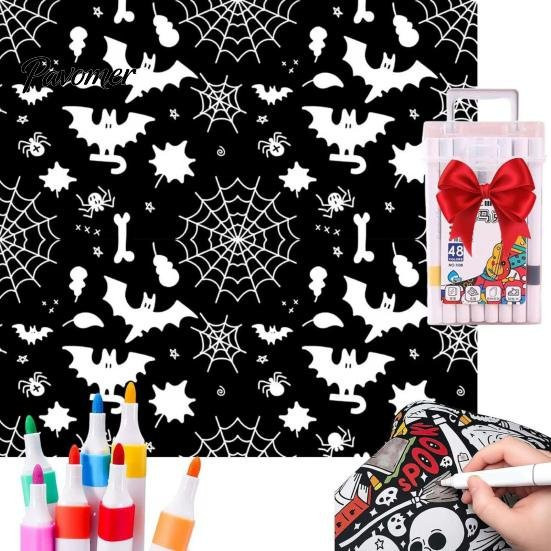 Hercules Personalisierbare Maldecke für DIY Kunstprojekte mit 24 Stiften, weiß-schwarze Basteldecke aus Polyester für Kinder, B/H: 150 x 115 cm - Bild 1