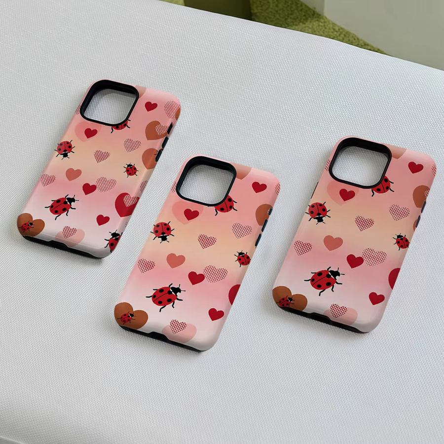 Aurea Case Matte Bumper MagSafe Schutzhülle für iPhone 17 16 15 14 13 Pro Max Pink Ladybug Herz - Bild 4