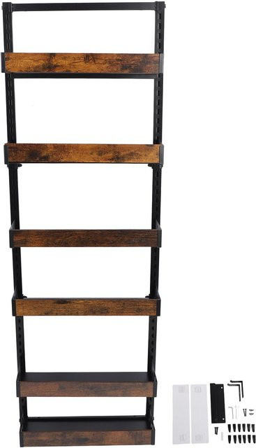 KONNWEI Über-Tür-Vorratskammer-Organizer mit 6 Ebenen und höhenverstellbaren Regalen, hängendes Küchen-Gewürzregal in Schwarz - Bild 1